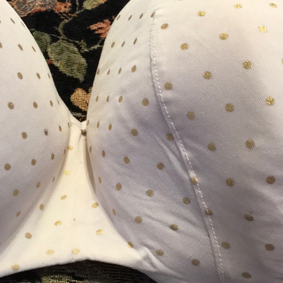 NWOT CACIQUE MOLDED CUP UNDERWIRE BRA,38H,Comfort Straps. Ivory/Gold Polka dots - Picture 2 of 12